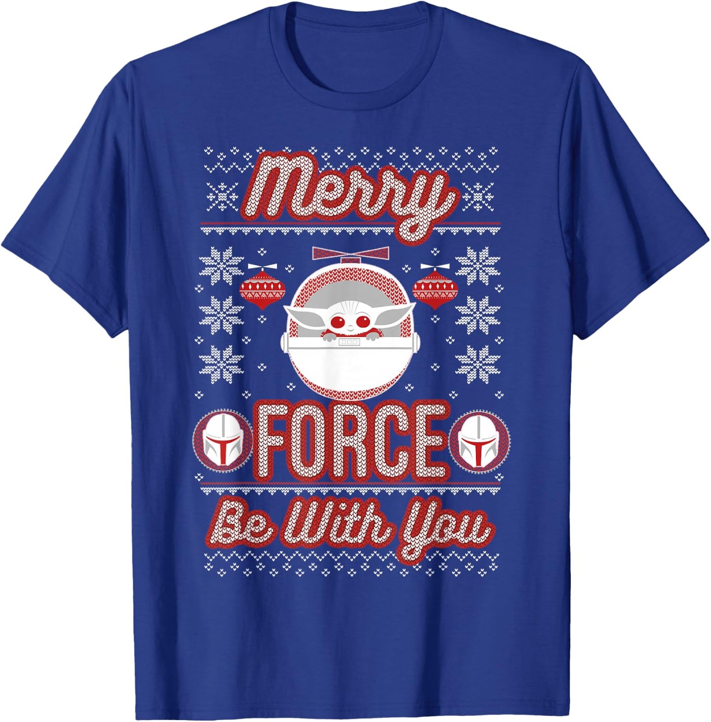 Star Wars The Mandalorian Christmas Merry Force Be With You T-Shirt - T-Shirt | Royal