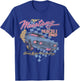 Ford - Blue Mustang Mach 1 1969 Checkered Background T-Shirt - T-Shirt | Royal