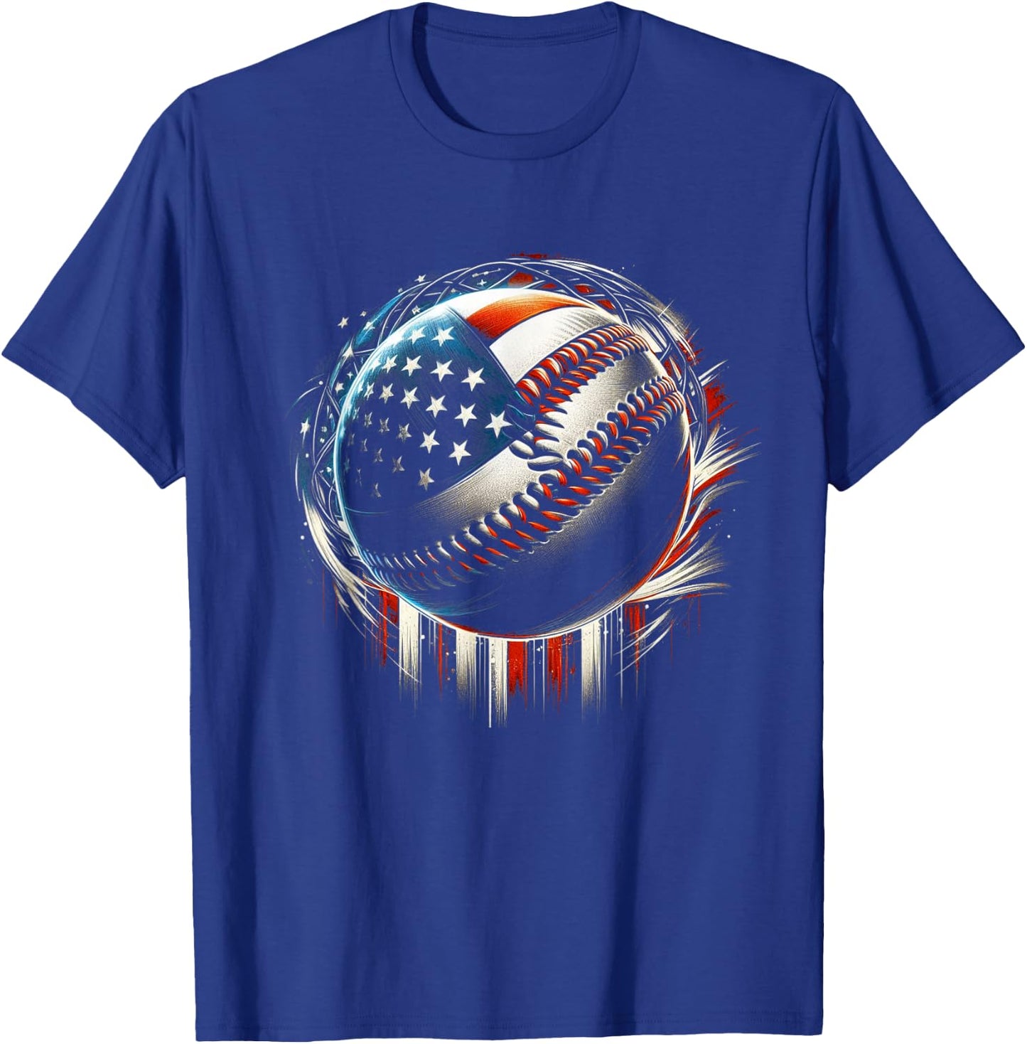 Baseball 4th Of July Men USA American Flag Boys Patriotic T-Shirt - T-Shirt | Royal