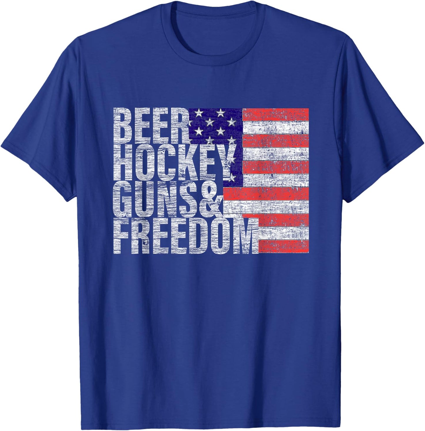 Beer Hockey Guns & Freedom T-Shirt - T-Shirt | Royal
