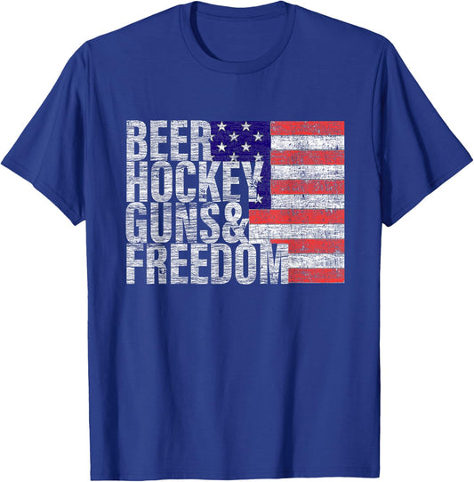 Beer Hockey Guns & Freedom T-Shirt - T-Shirt | Royal
