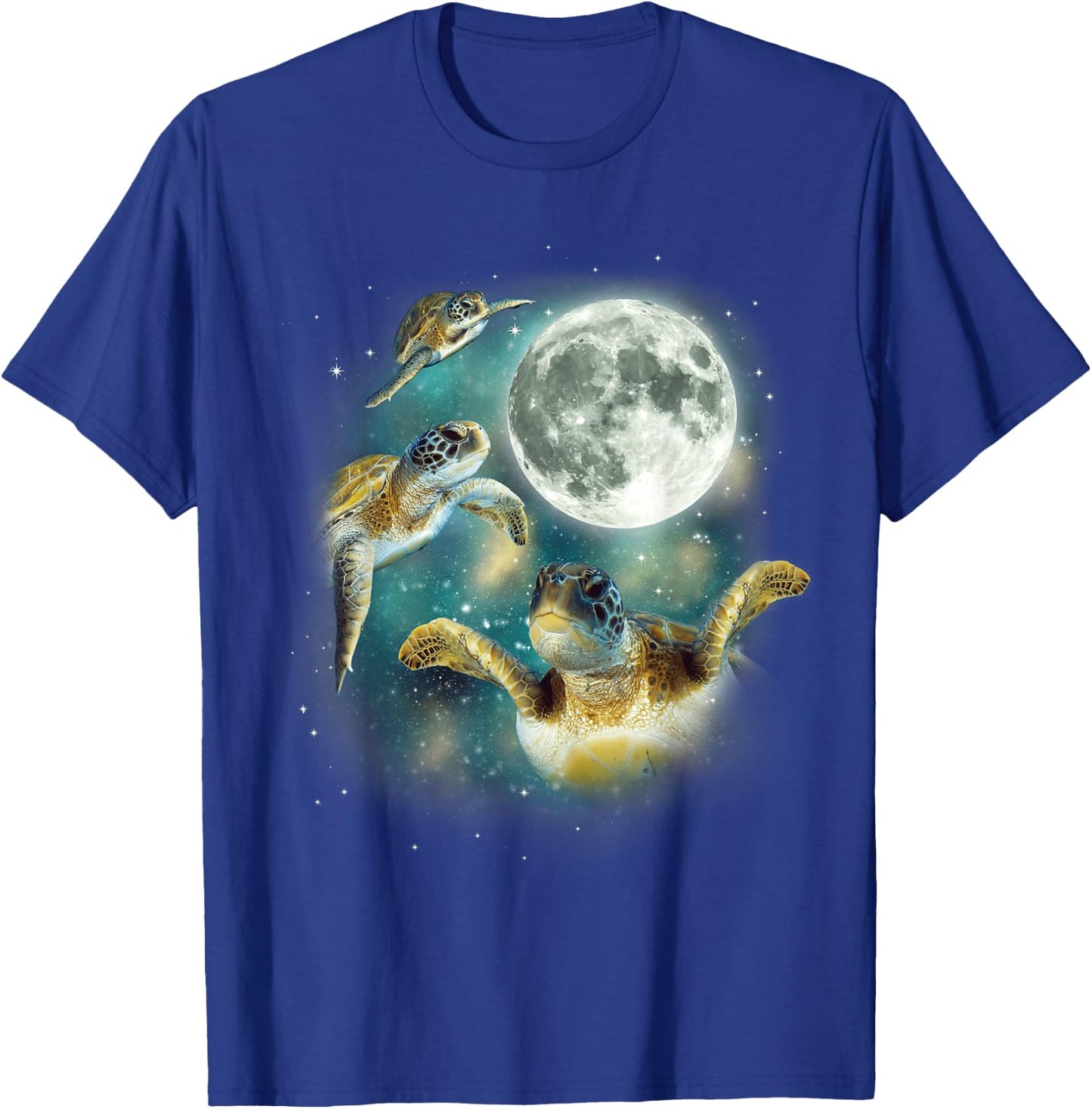 Three Sea Turtle Moon | 3 Magic Sea Turtles Cute Moon Parody T-Shirt - T-Shirt | Royal