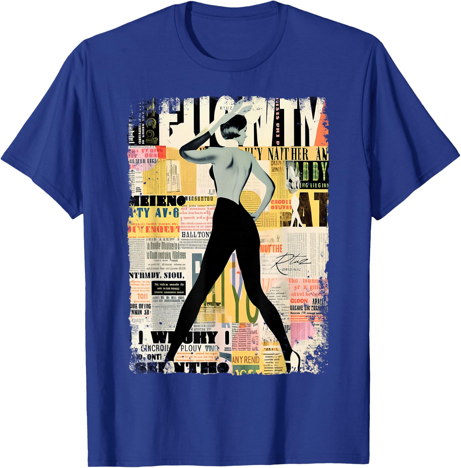 Magazin Cover Vintage Girl Bunny Collage Sexy Model Pin-up T-Shirt - T-Shirt | Royal