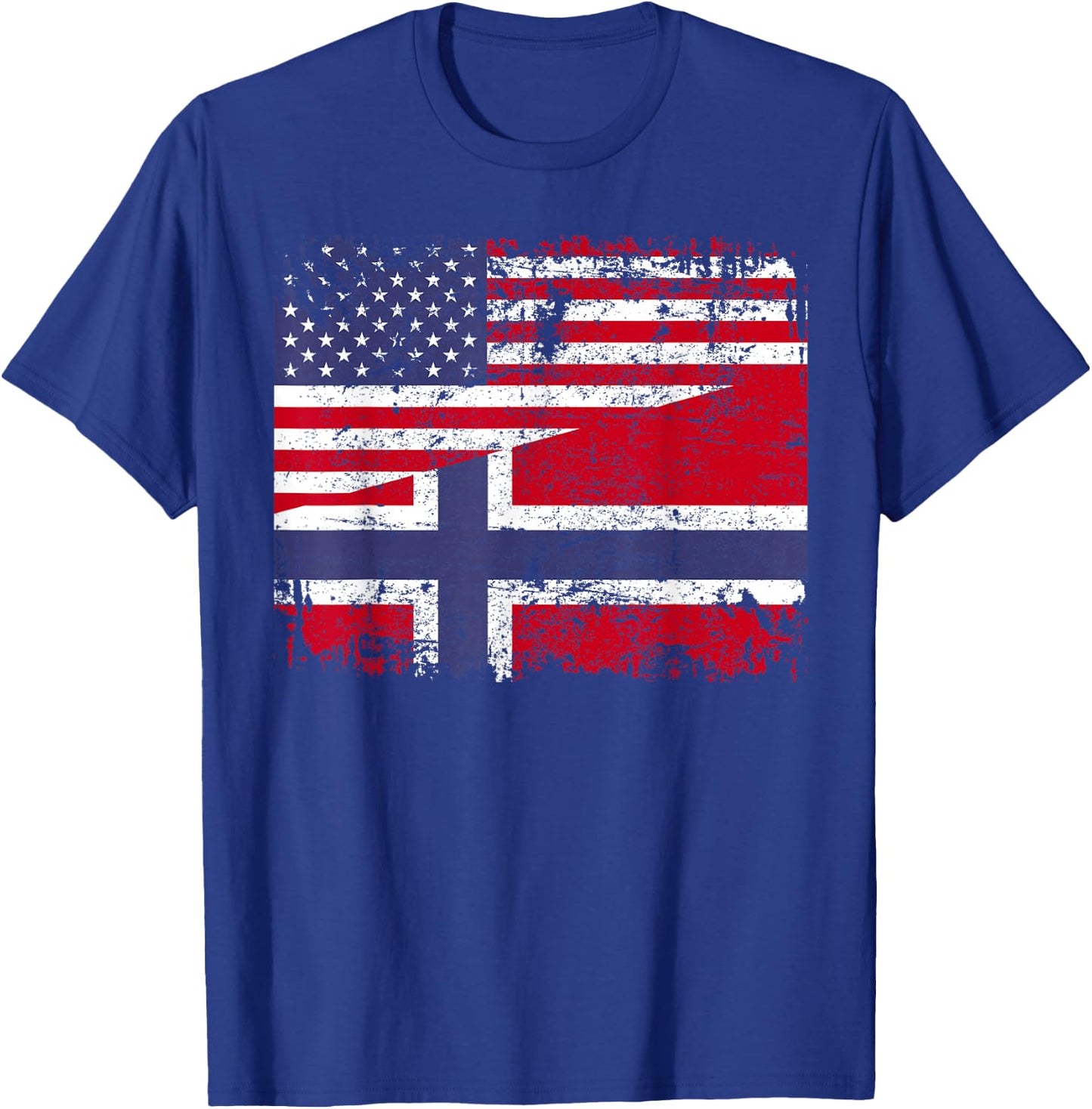 NORWEGIAN ROOTS | Half American Flag | USA NORWAY FLAG T-Shirt - T-Shirt | Royal