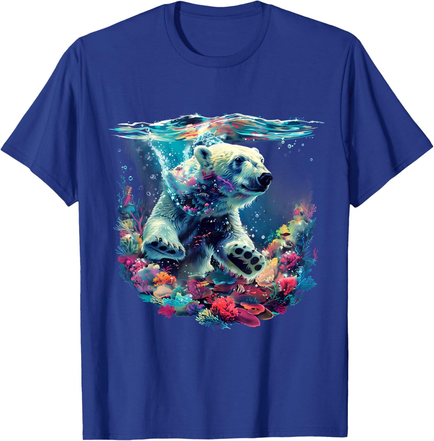 Polar Bear Sea Ocean Polar Bear Marine Mammal Artwork Motif T-Shirt - T-Shirt | Royal