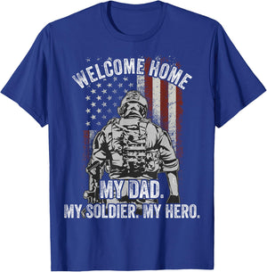Welcome Home My Dad Deployed Military Deployment Themed Gift T-Shirt - T-Shirt | Royal