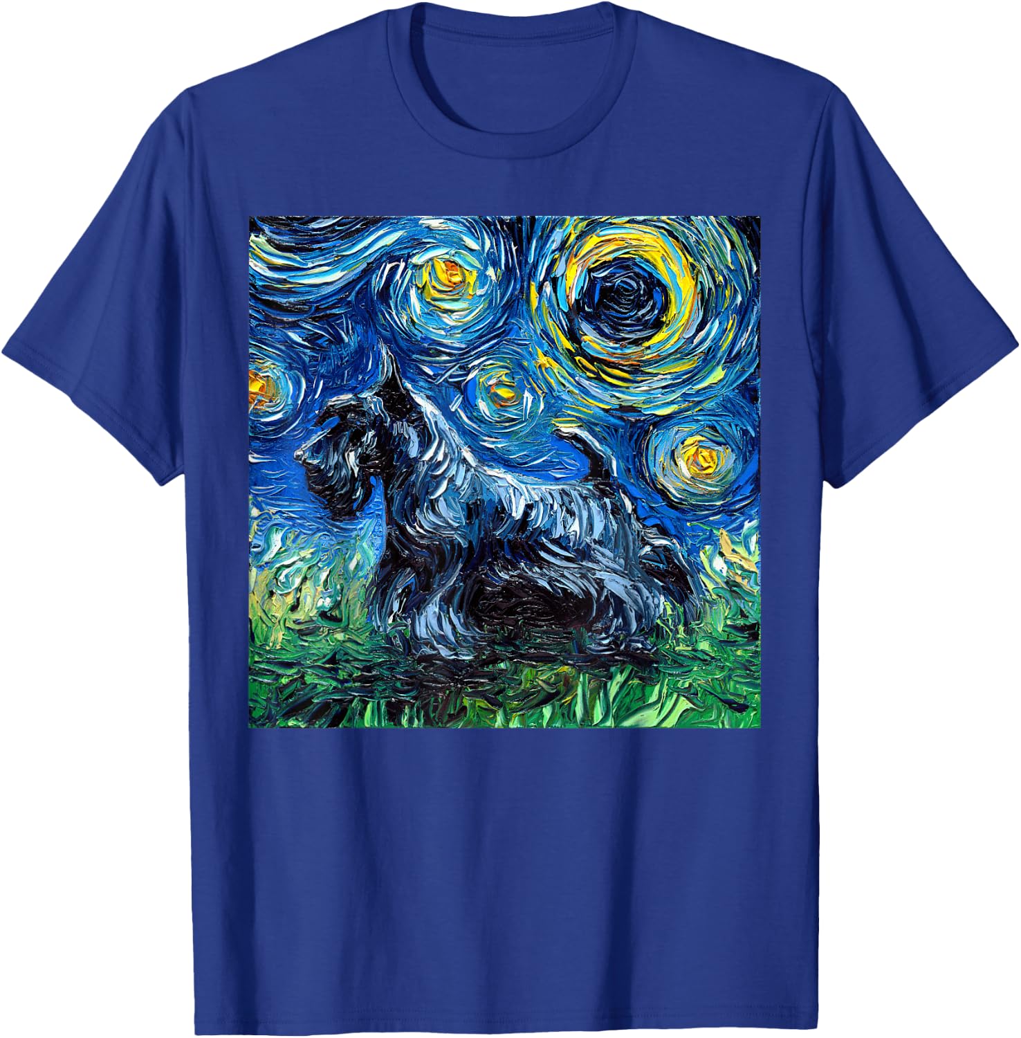 Scottish Terrier Starry Night Scotty Dog Artwork T-Shirt - T-Shirt | Royal
