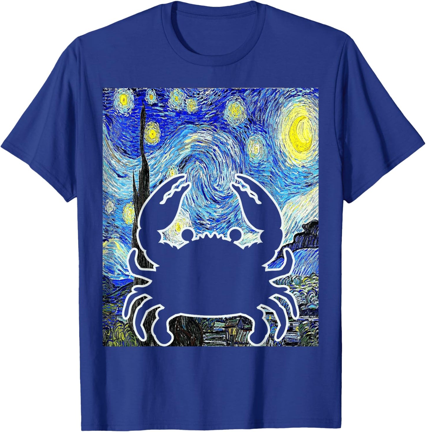 Crab Starry Night Seafood Crabbing Van Gogh Painting T-Shirt - T-Shirt | Royal