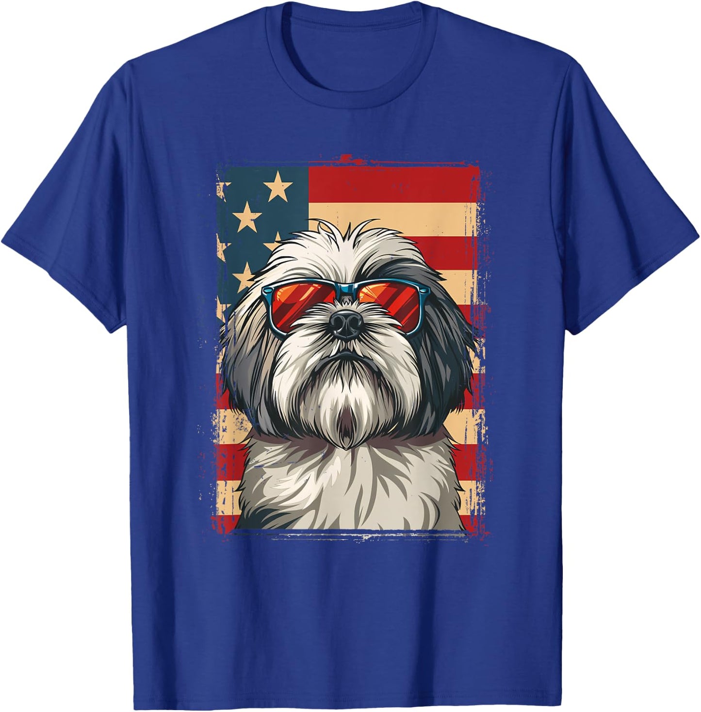 Lhasa Apso Dog 4th July America USA Flag Patriotic T-Shirt - T-Shirt | Royal