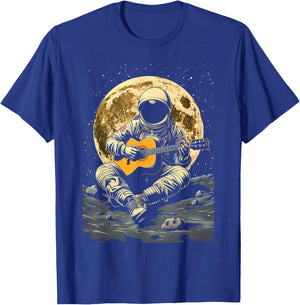 Astronaut Playing Guitar Rock Music Guitar Cosmos Space Man T-Shirt - T-Shirt | Royal