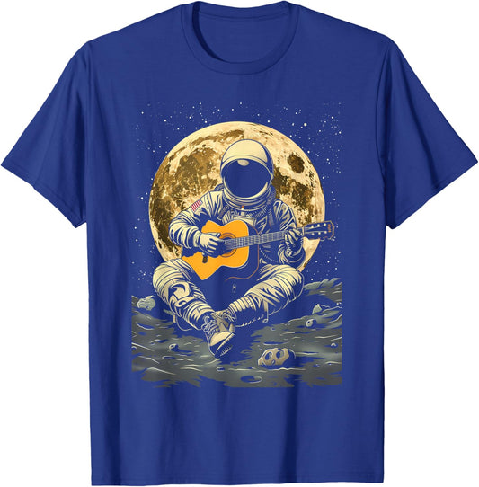 Astronaut Playing Guitar Rock Music Guitar Cosmos Space Man T-Shirt - T-Shirt | Royal