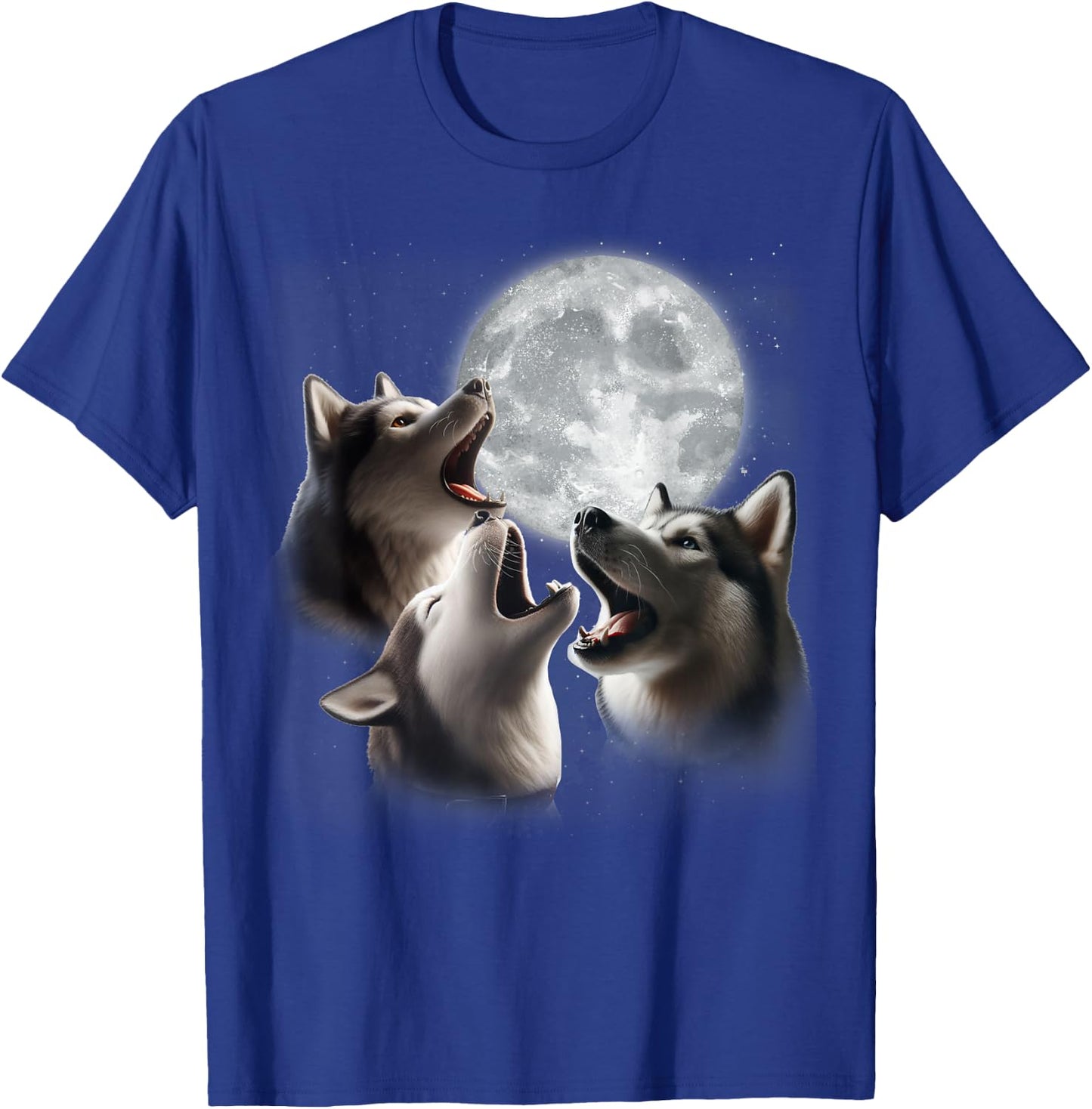 3 Husky Howling At The Moon Funny Siberian Husky Dog Lover T-Shirt - T-Shirt | Royal
