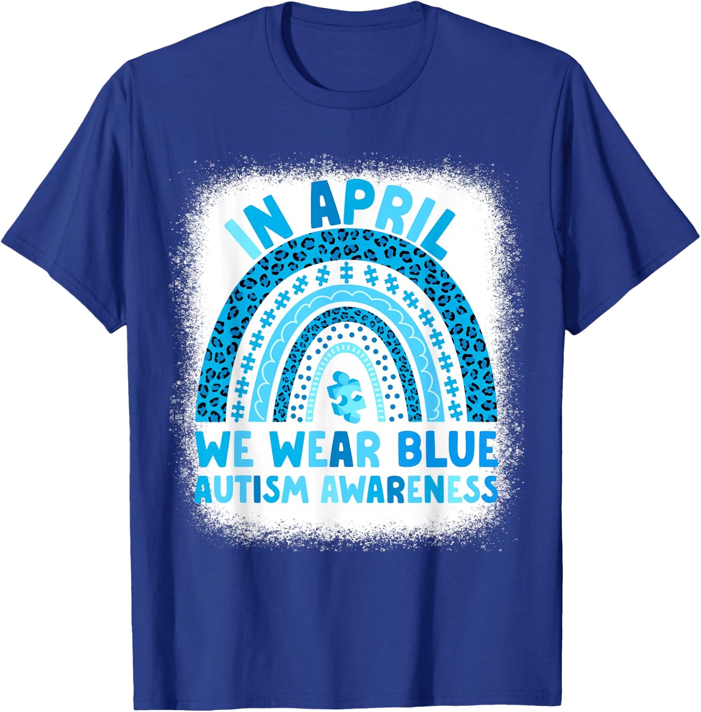 In April We Wear Blue Autism Awareness Rainbow Women Autism T-Shirt - T-Shirt | Royal
