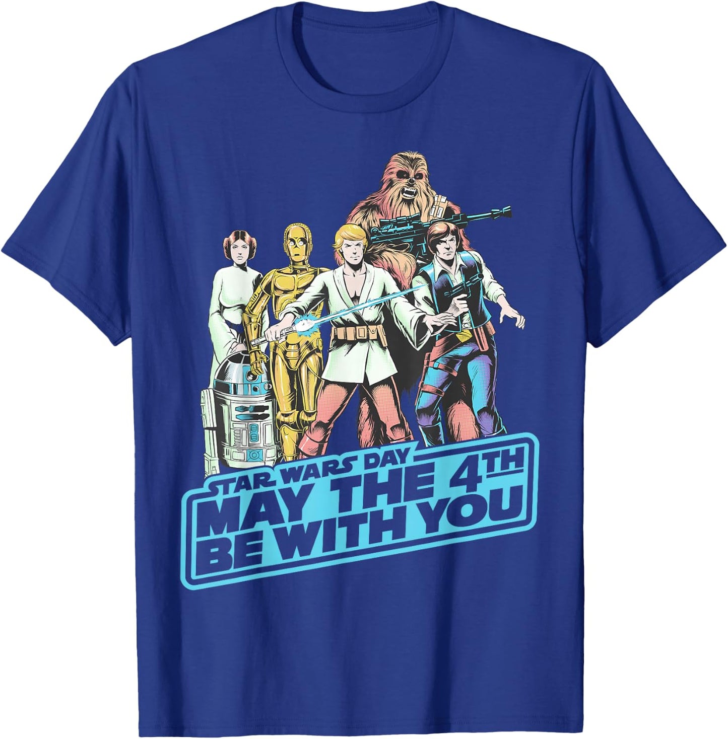 Star Wars May The Fourth Group Shot Retro Poster T-Shirt - T-Shirt | Royal
