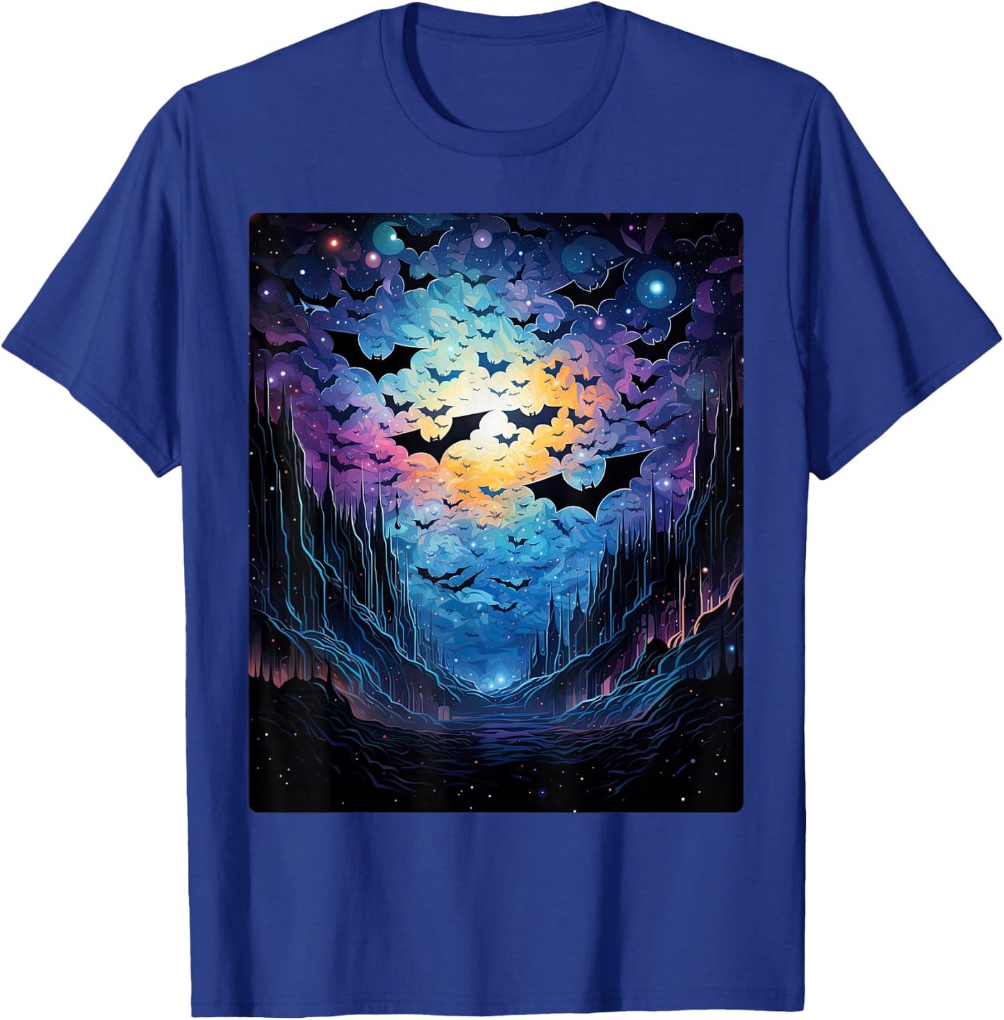 Gothic Bat Spooky Bats Pattern Moon Night T-Shirt - T-Shirt | Royal
