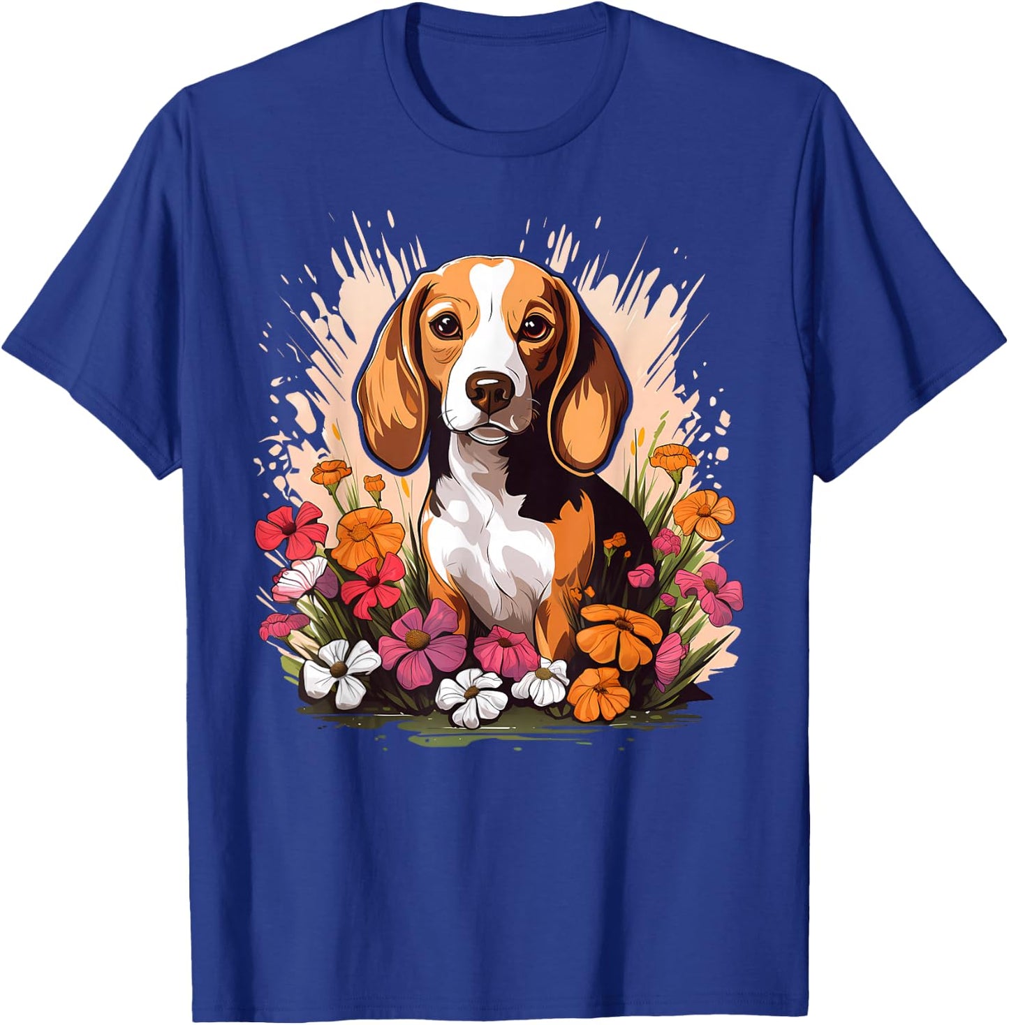 Cute Beagle Spring Flower Garden Beautiful Nature Puppy Dog T-Shirt - T-Shirt | Royal