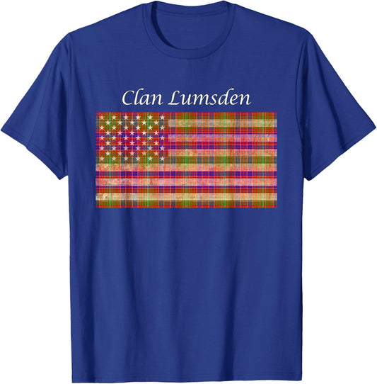 Clan Lumsden Scottish Tartan American Flag T-Shirt - T-Shirt | Royal