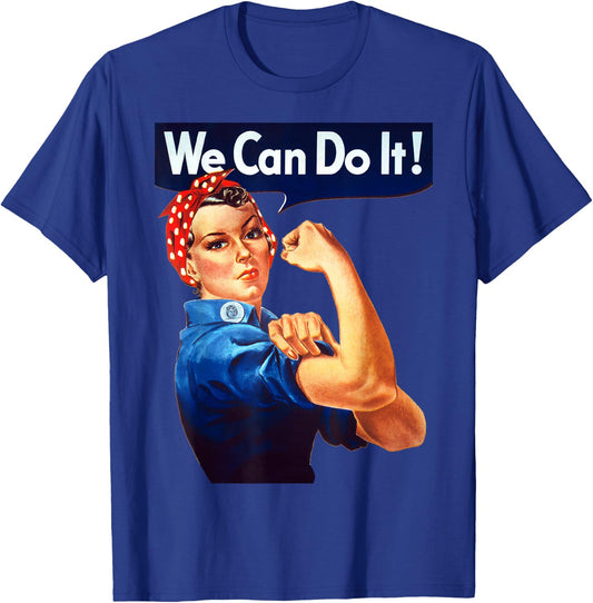 Rosie The Riveter Poster We Can Do It Feminist Retro T-Shirt - T-Shirt | Royal