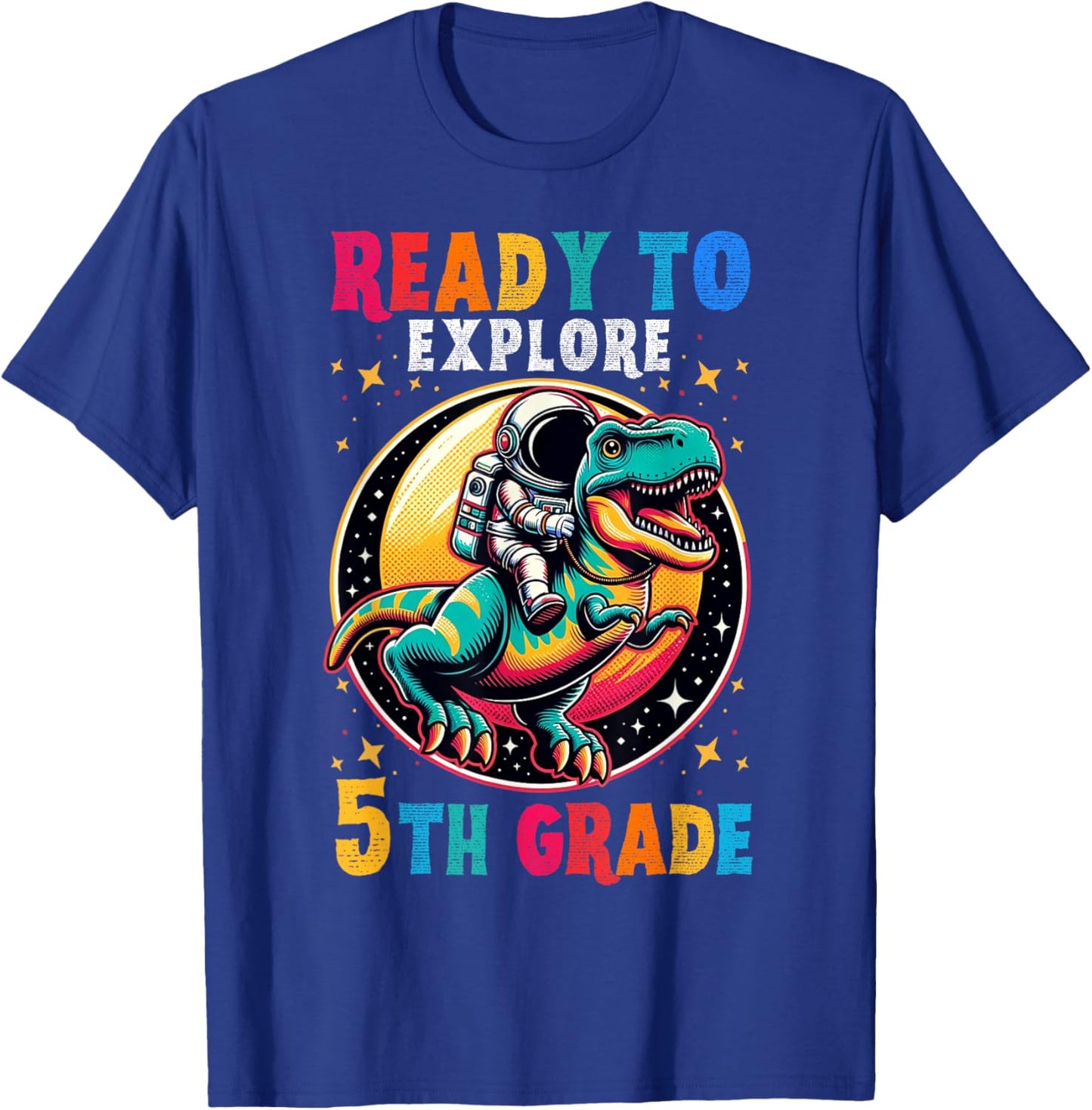 First day back to School 5th grade Astronaut Dinosaur boys T-Shirt - T-Shirt | Royal