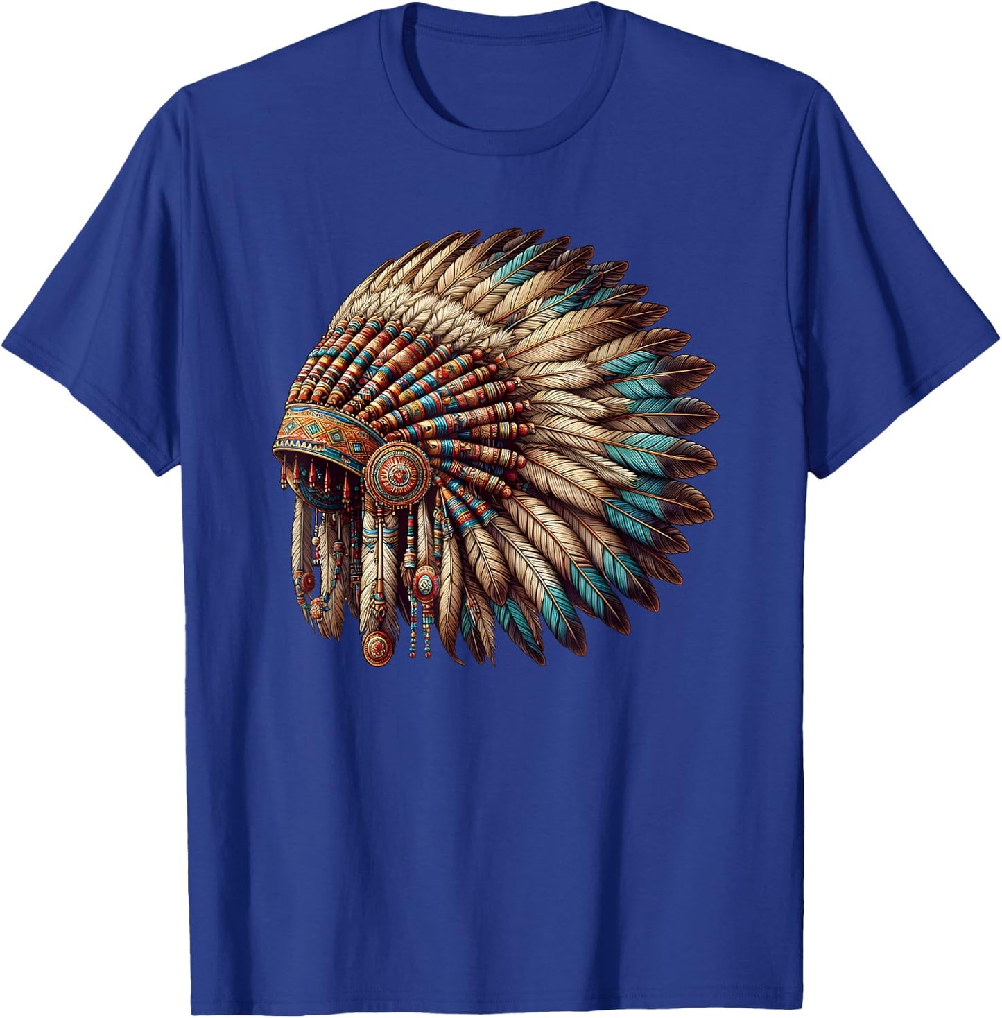 War Bonnet Native American Chief T-Shirt - T-Shirt | Royal