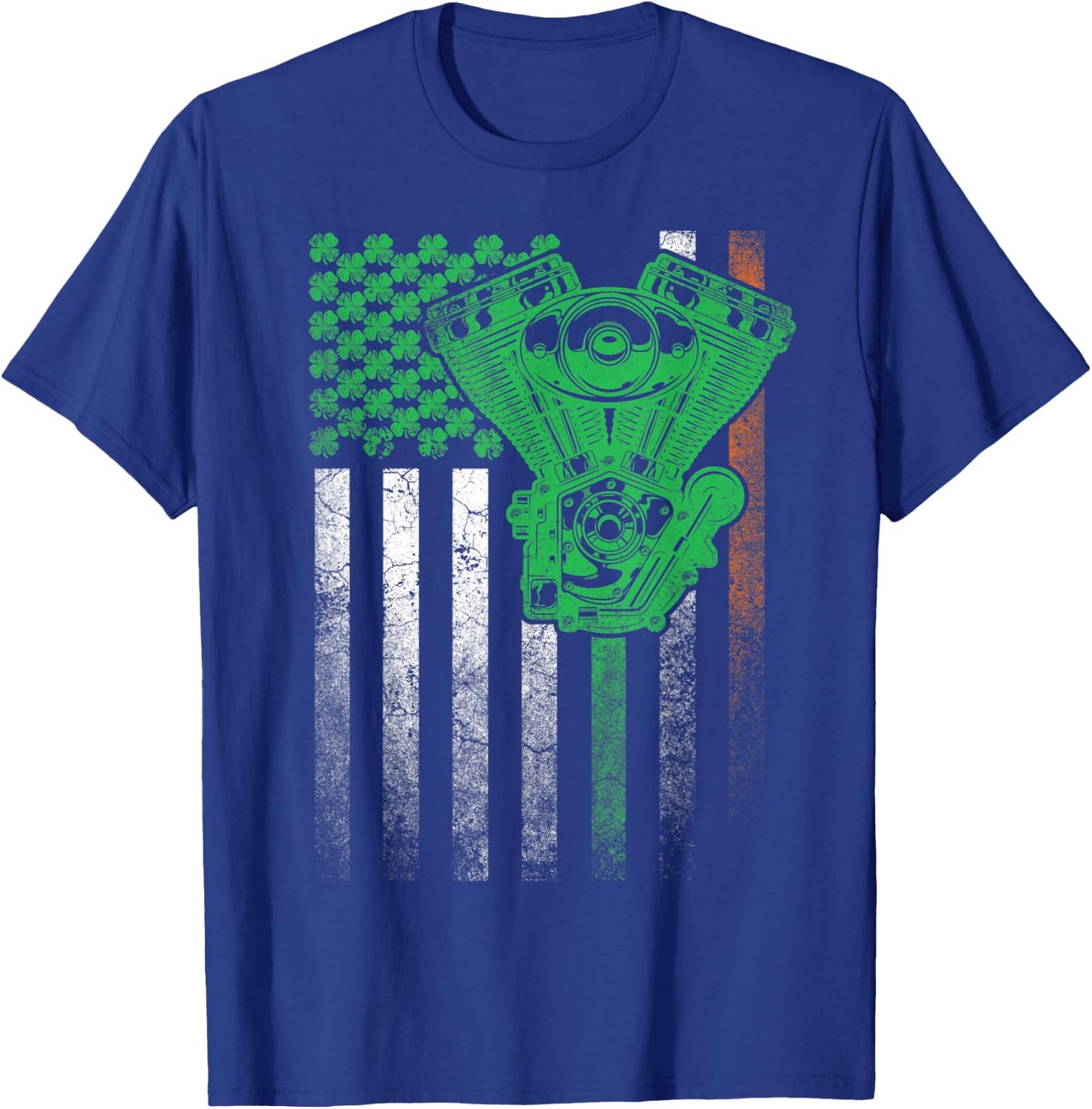 Motorcycle Biker Irish American Flag St. Patrick's Day Bike Kids Men T-Shirt - T-Shirt | Royal