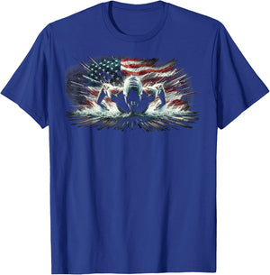 Vintage american flag swim swimmer funny swimming T-Shirt - T-Shirt | Royal