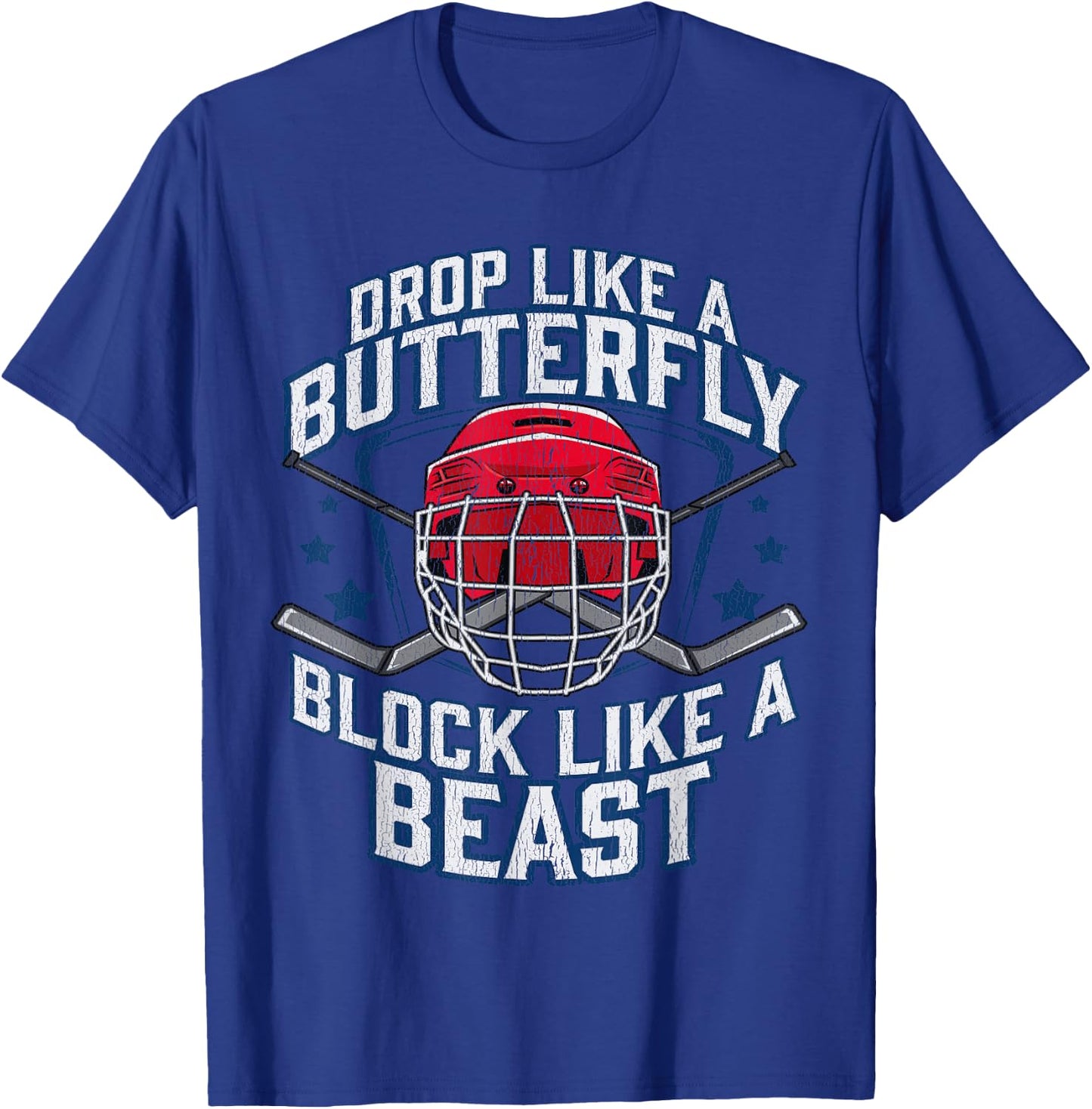 Ice Hockey Goalie Block Like A Beast Player Men Boys Teen T-Shirt - T-Shirt | Royal