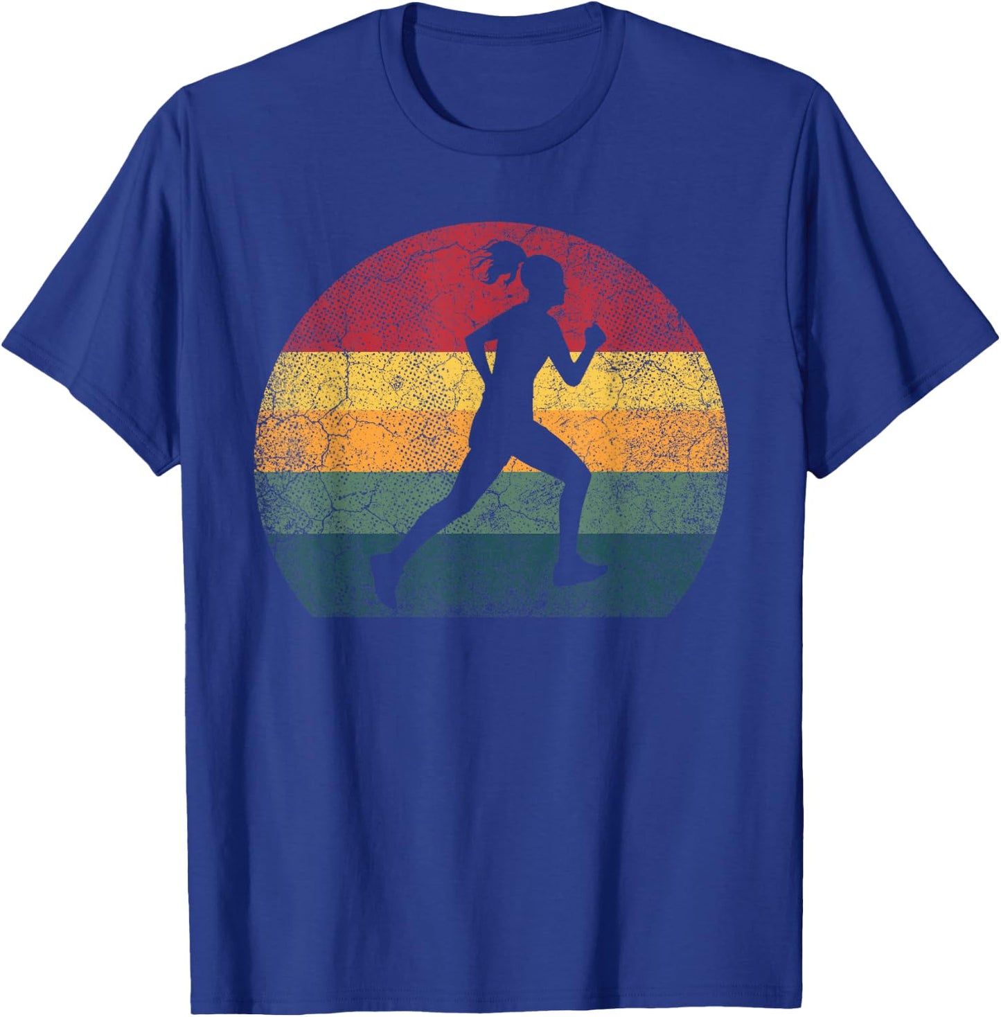 Runner Running Exercise Vintage Retro Style Girl Women Gift T-Shirt - T-Shirt | Royal