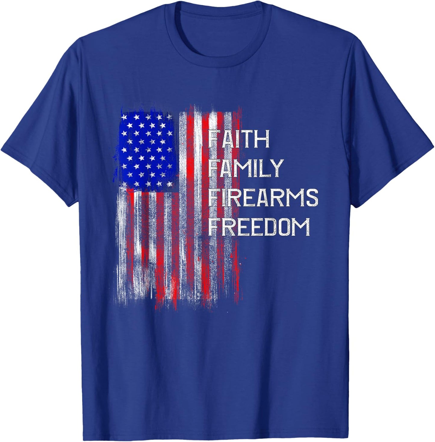 Faith Family - Freedom Patriotic American Flag USA T-Shirt - T-Shirt | Royal