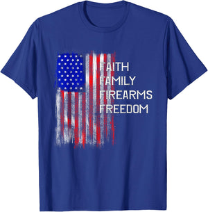 Faith Family - Freedom Patriotic American Flag USA T-Shirt - T-Shirt | Royal