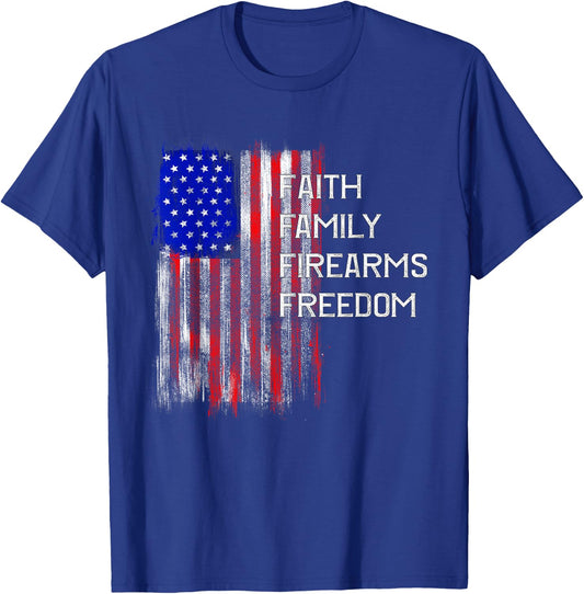Faith Family - Freedom Patriotic American Flag USA T-Shirt - T-Shirt | Royal