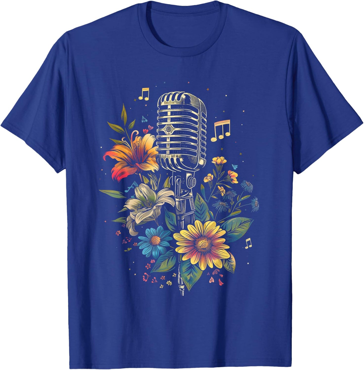 Singer Vintage Microphone Karaoke Vocalist Music Musician T-Shirt - T-Shirt | Royal
