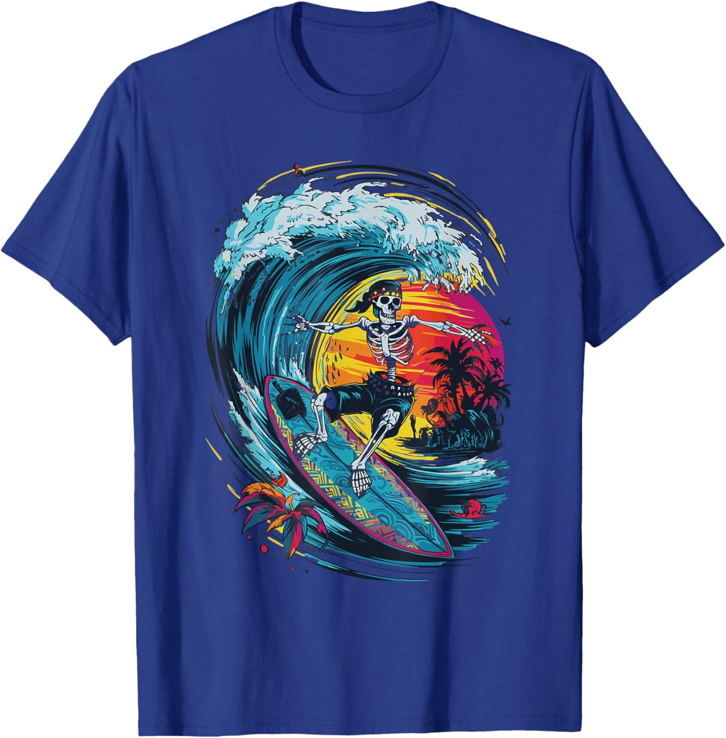 Skeleton Surfing T-Shirt - T-Shirt | Royal