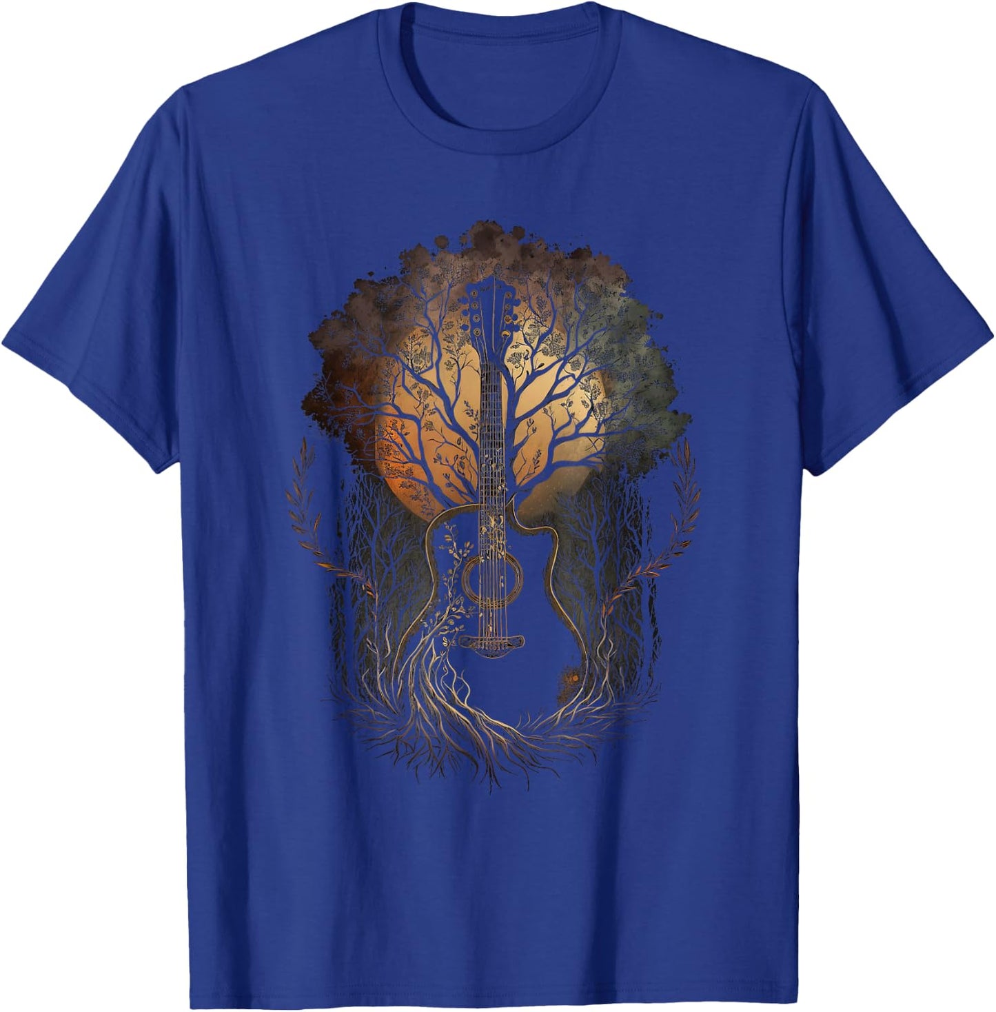 Guitar and Trees Guitars in Nature Plant Guitarist T-Shirt - T-Shirt | Royal
