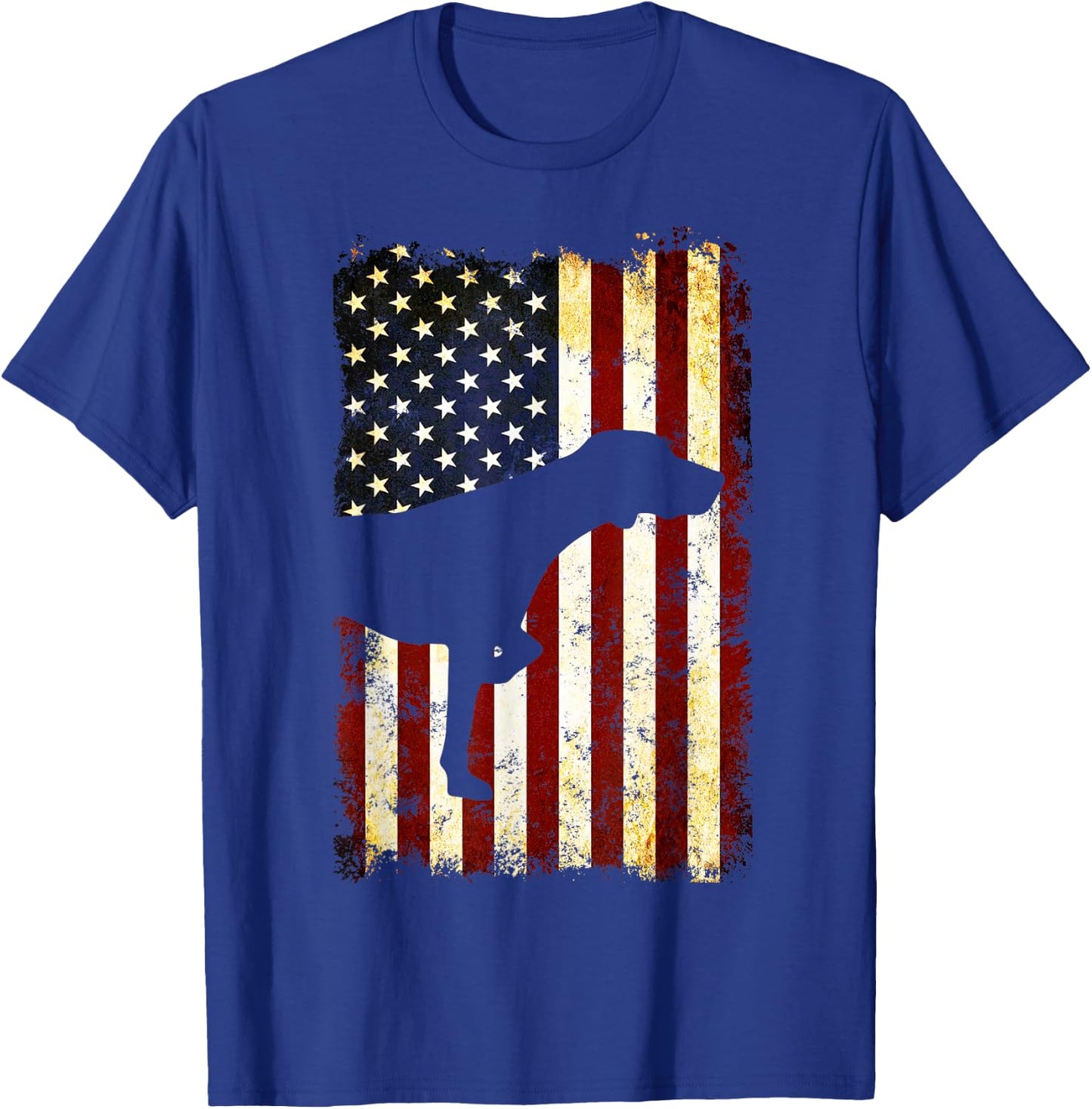 German Shorthaired Pointer Silhouette American Flag T-Shirt - T-Shirt | Royal