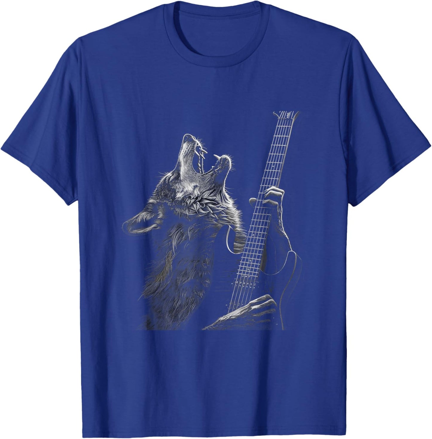 Wolf Playing Guitar Rock and Roll Rock Star Men Women Kid T-Shirt - T-Shirt | Royal