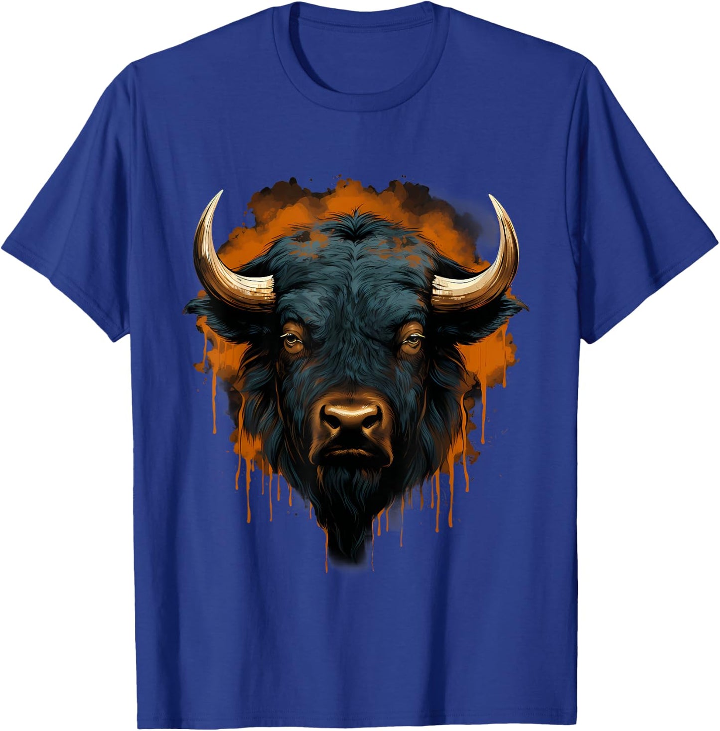 Bison Portrait Splash Buffalo Colorful Artwork Wildlife T-Shirt - T-Shirt | Royal