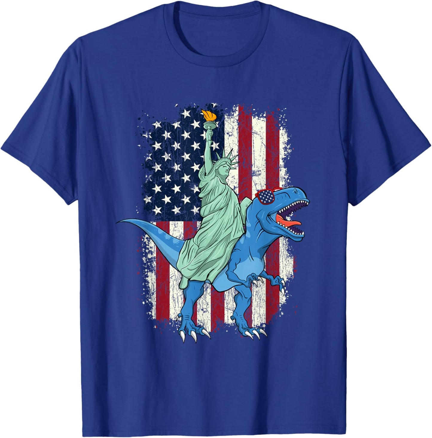 Statue Of Liberty Riding - USA American Flag 4th of July T-Shirt - T-Shirt | Royal