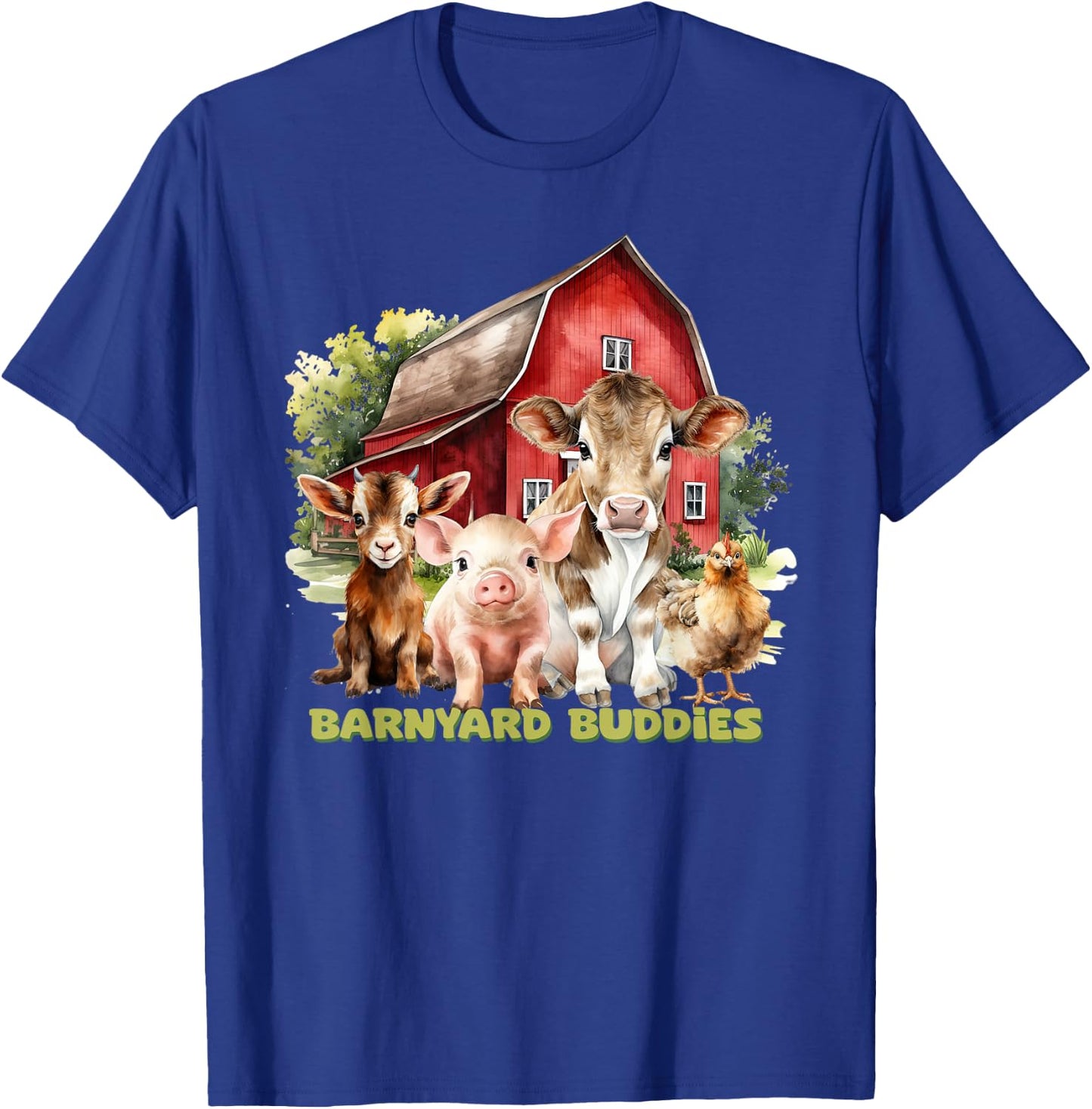 Barnyard Buddies Cute Cow Goat Pig Hen On The Farm Barnyard T-Shirt - T-Shirt | Royal