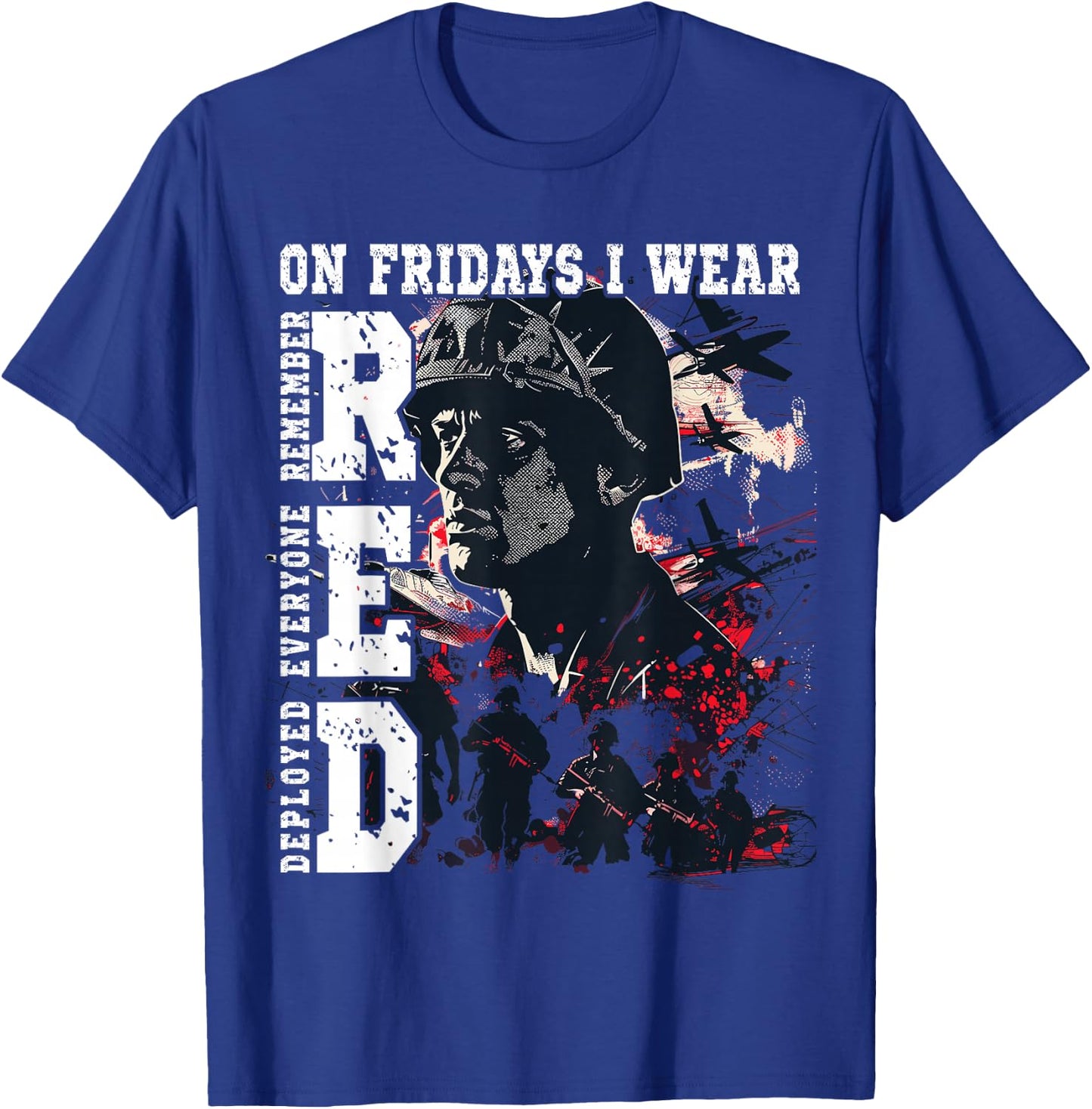 On Fridays I Wear Red USA Support American Troops T-Shirt - T-Shirt | Royal