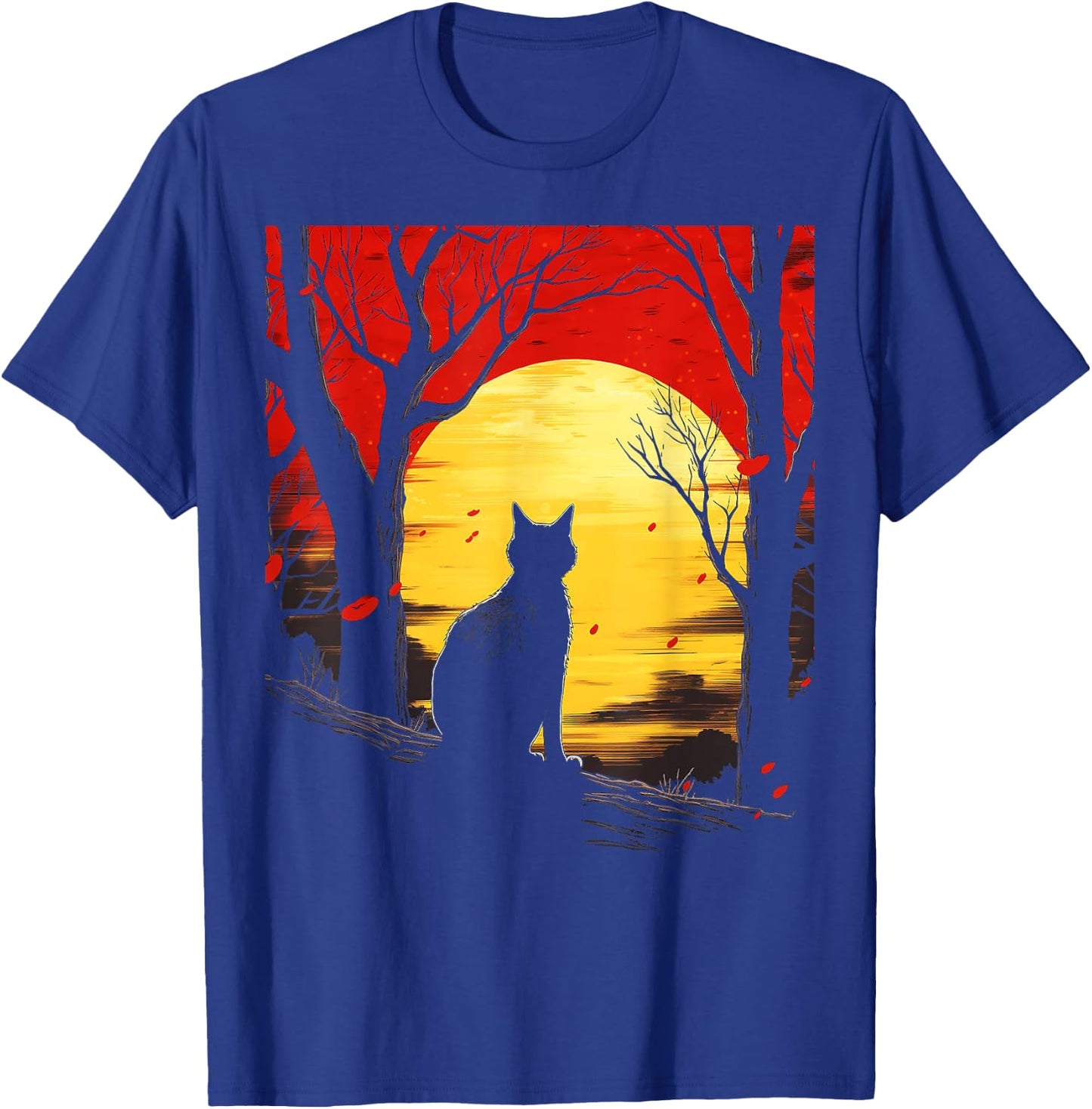Cat Nature Moon Animal Art Graphic Motif Cat T-Shirt - T-Shirt | Royal