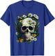 Floral Daisy Flower Skull on Skeleton Daisy Flower T-Shirt - T-Shirt | Royal