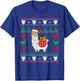 Christmas Llama Santa Hat Cute Ugly Xmas Sweater Funny Gift T-Shirt - T-Shirt | Royal