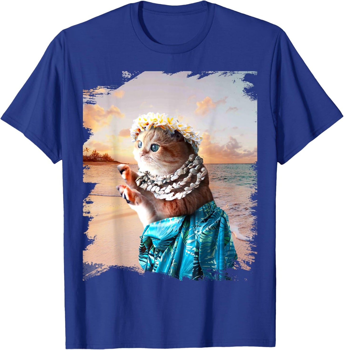Funny Aloha Hawaiian Cat T-Shirt - T-Shirt | Royal