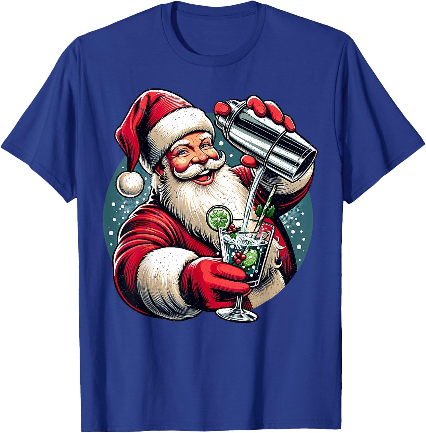 Vintage Santa Bartending Cocktail Funny Bartender Christmas T-Shirt - T-Shirt | Royal