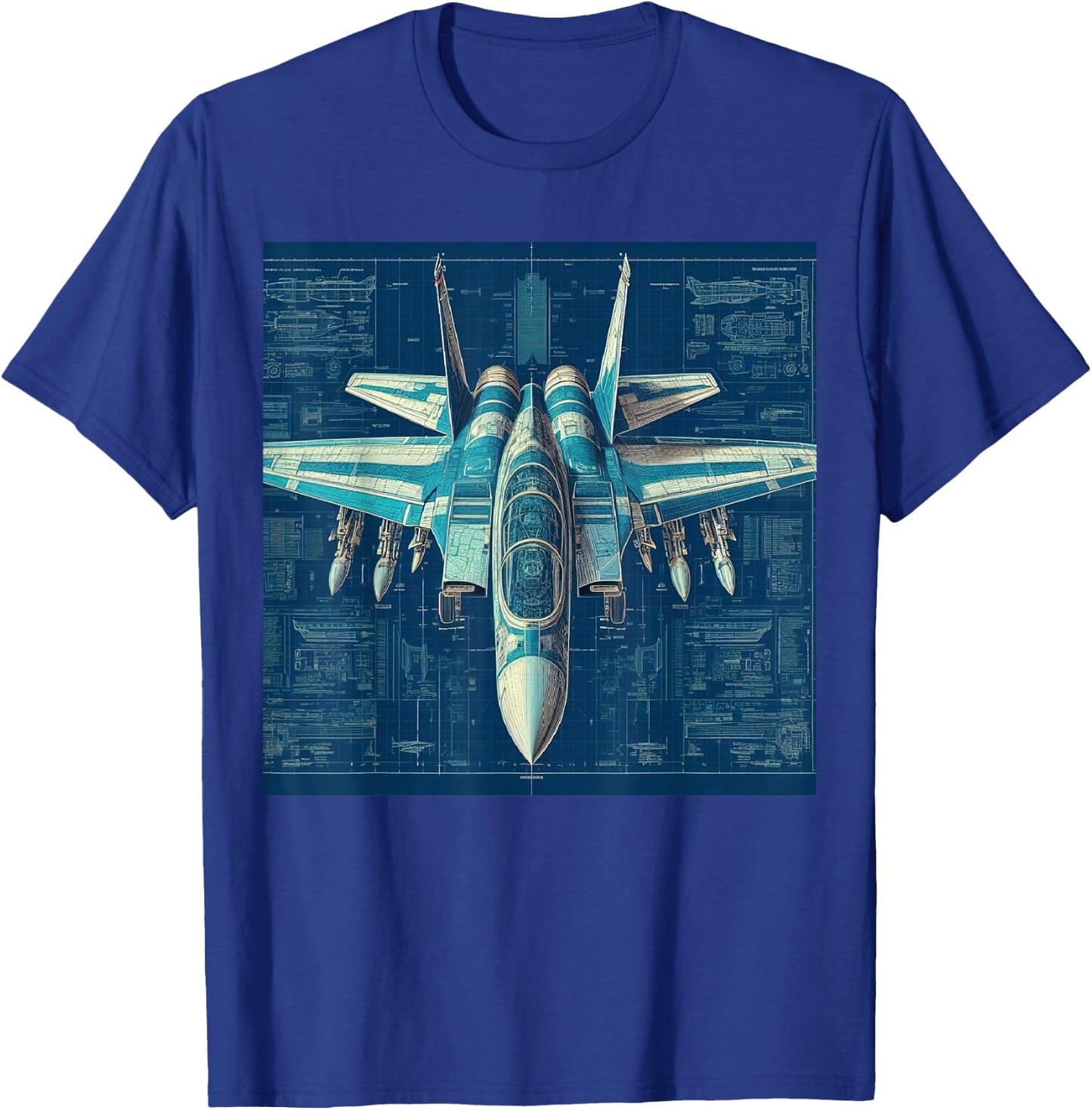 F-14 Tomcat Fighter Jet Assembly Blueprint Military Aviation Men Women Kids T-Shirt - T-Shirt | Royal