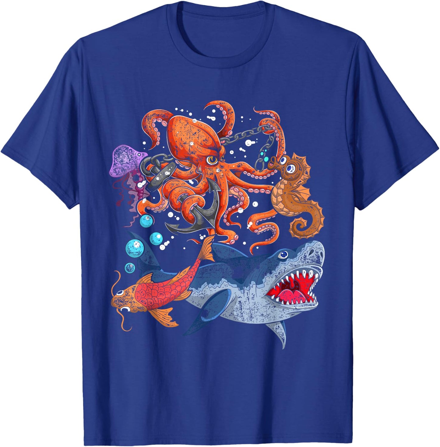 Octopus Jellyfish Seahorse Shark Kids Ocean Animal Zookeeper T-Shirt - T-Shirt | Royal