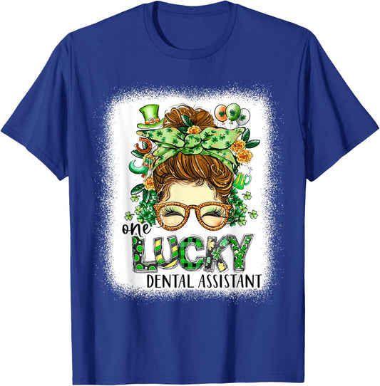 One Lucky Dental Assistant Bleached St Patricks Day Women T-Shirt - T-Shirt | Royal