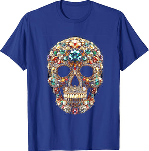 Vintage Shining Diamonds Luxury Antique skull Funny Gift T-Shirt - T-Shirt | Royal