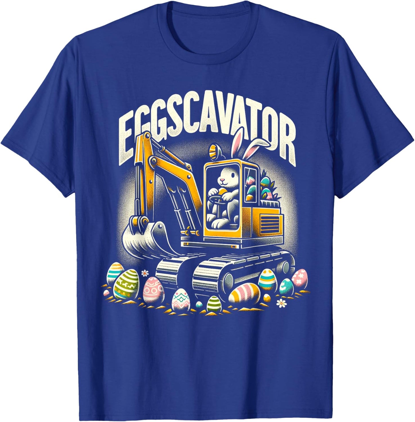 DESIGN BY TEERA EggsCavator Easter Egg Hunt Construction Truck T-Shirt - T-Shirt | Royal